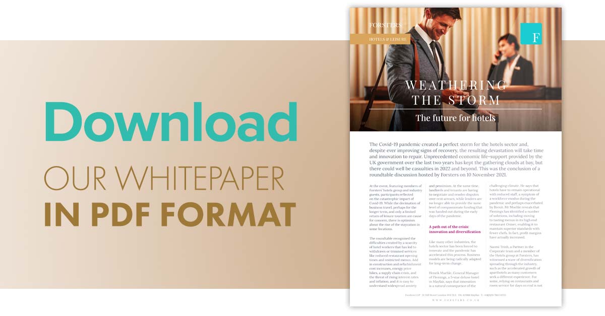 Weathering the storm: the future for hotels - click here to download the whitepaper in PDF format