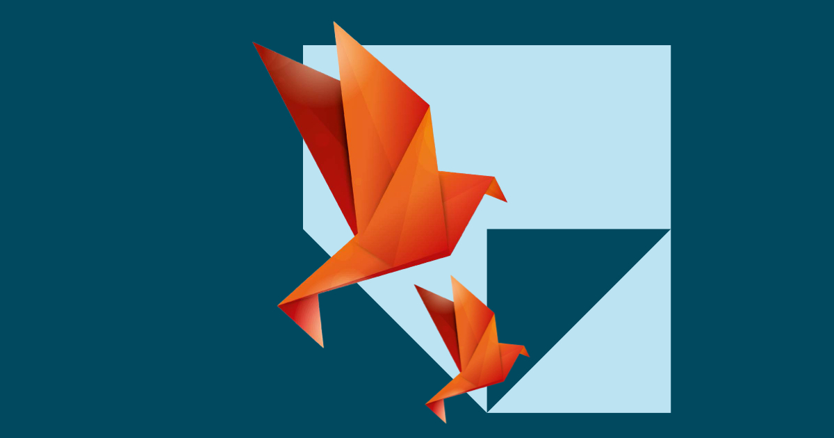 Two orange origami birds