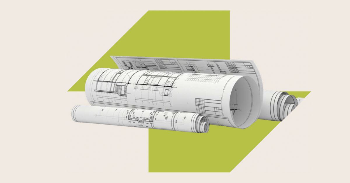 Architectural drawings rolled up