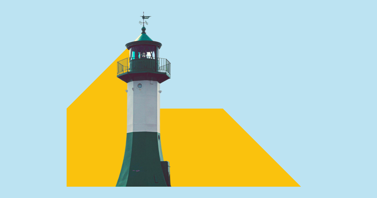 Green and white lighthouse