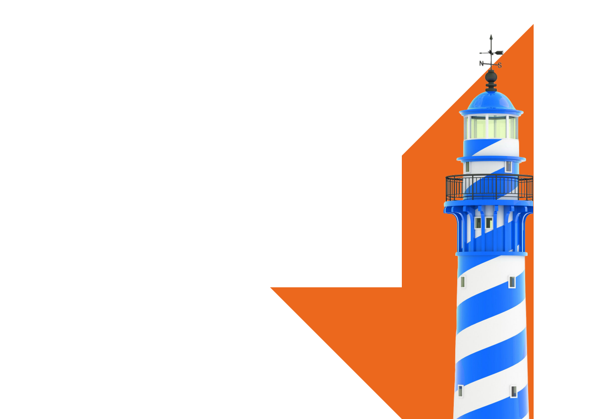 Blue and white striped lighthouse